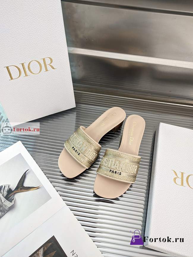 Dior Dway Heeled Slide Gold-tone S62K - 1