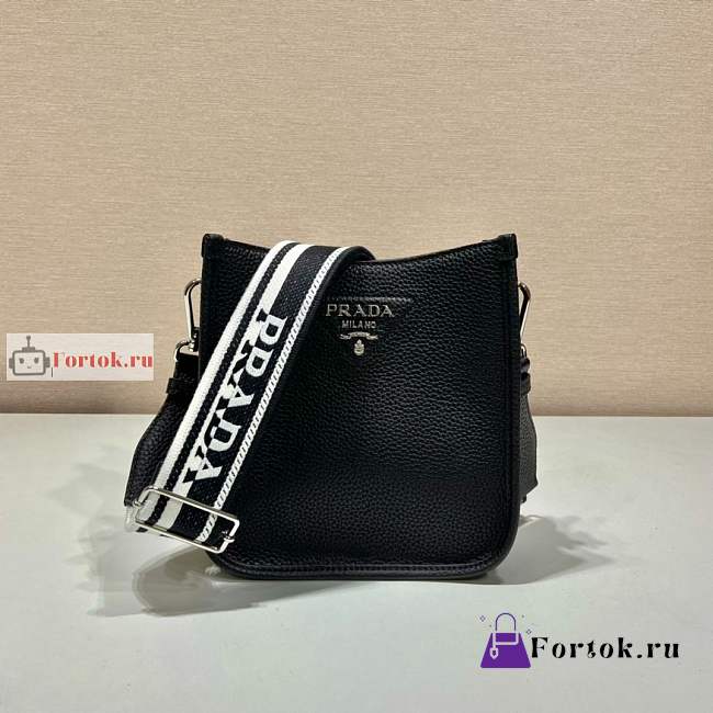 Prada Mini Leather Shoulder Bag Black 1BH191 19x20x6cm - 1