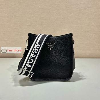 Prada Mini Leather Shoulder Bag Black 1BH191 19x20x6cm