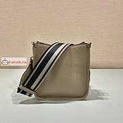 Prada Mini Leather Shoulder Bag Beige 1BH191 19x20x6cm - 5