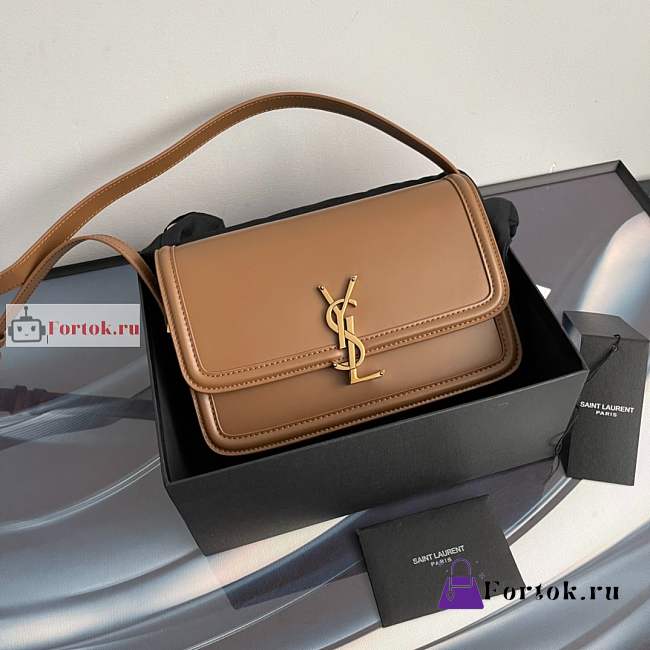 Ysl Medium Solferino Box Bag Leather Tan 6343050 23x16x6cm - 1