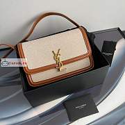 Ysl Medium Solferino Box Bag Leather/Canvas Beige/Brown 6343050 23x16x6cm - 1
