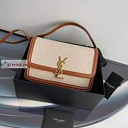 Ysl Medium Solferino Box Bag Leather/Canvas Beige/Brown 6343050 23x16x6cm - 5