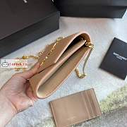 Ysl Uptown Chain Wallet In Grained Leather Beige 6077881 19x12x4cm - 5