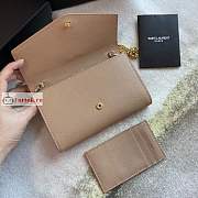 Ysl Uptown Chain Wallet In Grained Leather Beige 6077881 19x12x4cm - 2