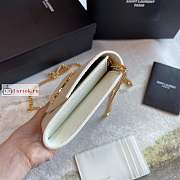 Ysl Uptown Chain Wallet In Grained Leather White 6077881 19x12x4cm - 6