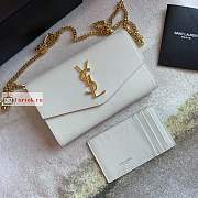 Ysl Uptown Chain Wallet In Grained Leather White 6077881 19x12x4cm - 4