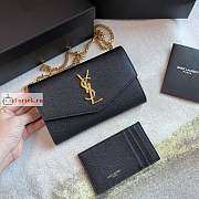 Ysl Uptown Chain Wallet In Grained Leather Black 6077881 19x12x4cm - 1