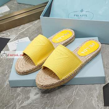 Prada Fabric Espadrille Slides Yellow 1XX619 