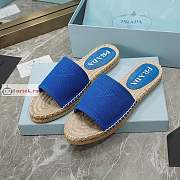 Prada Fabric Espadrille Slides Blue 1XX619  - 1