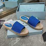 Prada Fabric Espadrille Slides Blue 1XX619  - 6