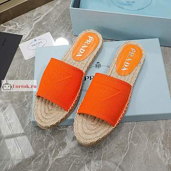 Prada Fabric Espadrille Slides Orange 1XX619 