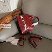 Balenciaga Small Ville Handbag Crocodile Embossed Red 26cm - 5