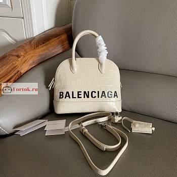 Balenciaga Small Ville Handbag Crocodile Embossed White 26cm