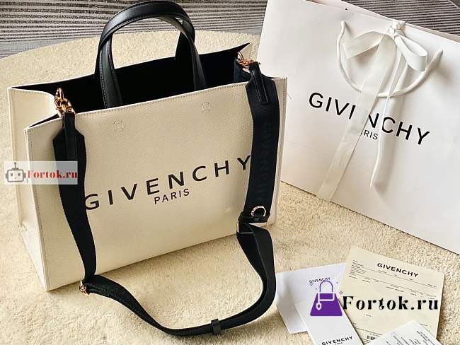 Givenchy Medium G Tote Shopping Bag In Canvas White 37x13x26cm - 1