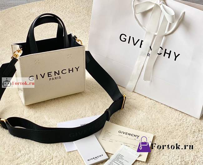 Givenchy Mini G Tote Shopping Bag In Canvas White 19x8x16cm - 1