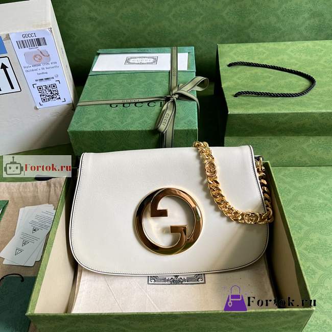 Gucci Blondie Shoulder Bag In Leather White 699268 28x16x4cm - 1