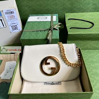 Gucci Blondie Shoulder Bag In Leather White 699268 28x16x4cm