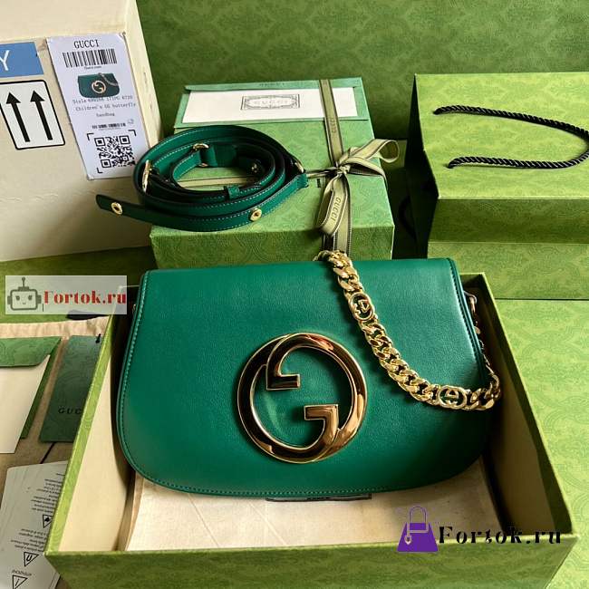 Gucci Blondie Shoulder Bag In Leather Green 699268 28x16x4cm - 1