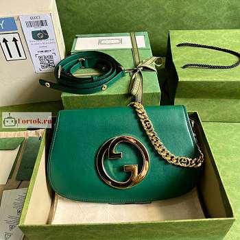 Gucci Blondie Shoulder Bag In Leather Green 699268 28x16x4cm