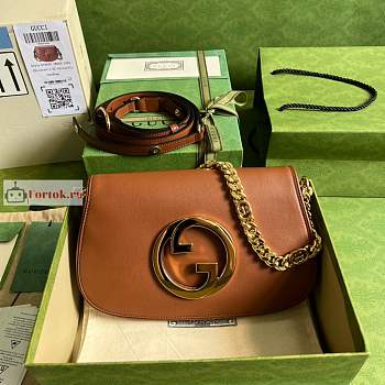 Gucci Blondie Shoulder Bag In Leather Brown 699268 28x16x4cm