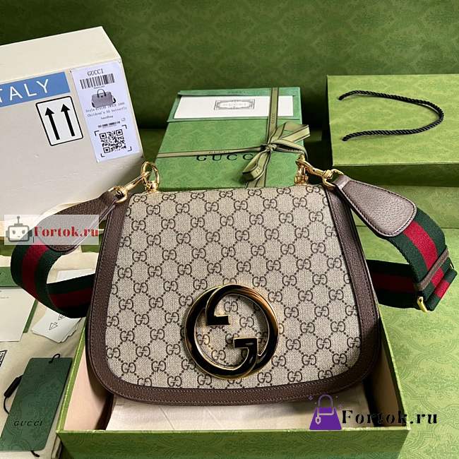 Gucci Medium Blondie Shoulder Bag GG Canvas Beige 699210 29x22x7cm - 1