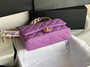 Chanel Large Flap Bag In Leather Purple AS3215 18x27x8cm - 4