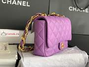 Chanel Large Flap Bag In Leather Purple AS3215 18x27x8cm - 5