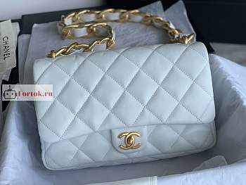 Chanel Large Flap Bag In Leather White AS3215 18x27x8cm