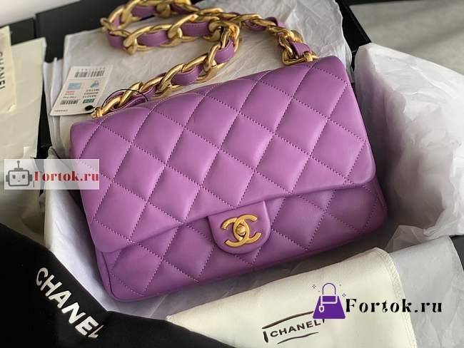 Chanel Large Flap Bag In Leather Purple AS3215 18x27x8cm - 1