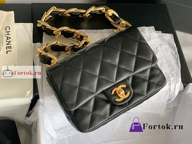 Chanel Small Flap Bag In Leather Black AS3214 17x21x6cm - 1