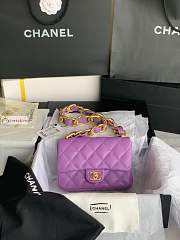 Chanel Small Flap Bag In Leather Purple AS3214 17x21x6cm - 6