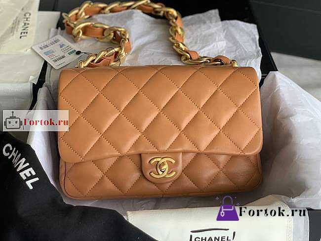 Chanel Large Flap Bag In Leather Brown AS3215 18x27x8cm - 1