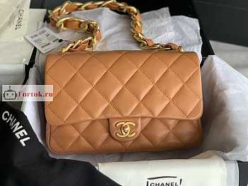 Chanel Large Flap Bag In Leather Brown AS3215 18x27x8cm