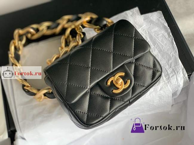 Chanel Mini Flap Bag In Leather Black AS3213 13x17x6cm - 1
