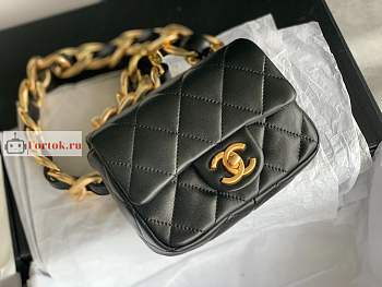 Chanel Mini Flap Bag In Leather Black AS3213 13x17x6cm