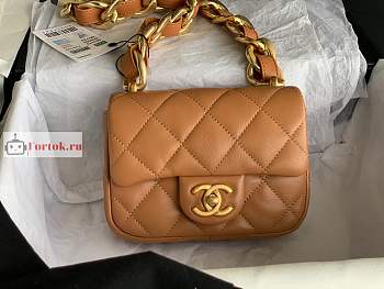 Chanel Mini Flap Bag In Leather Brown AS3213 13x17x6cm