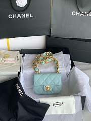 Chanel Mini Flap Bag In Leather Light Blue AS3213 13x17x6cm - 2