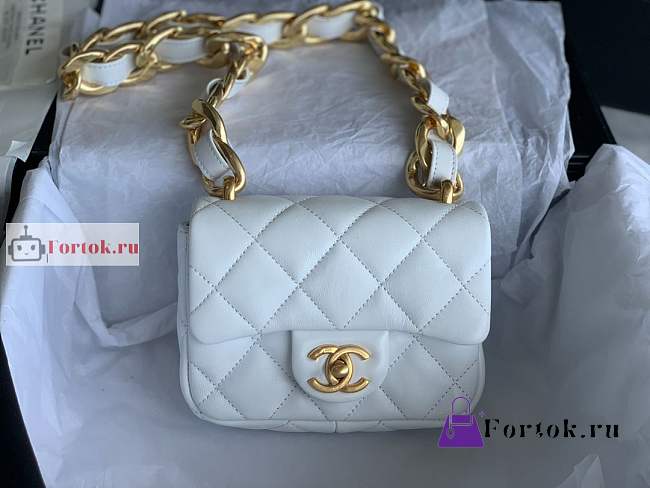 Chanel Mini Flap Bag In Leather White AS3213 13x17x6cm - 1