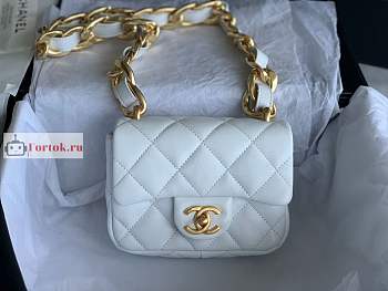 Chanel Mini Flap Bag In Leather White AS3213 13x17x6cm