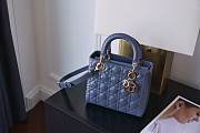 Dior Medium Lady Dior Patent Cannage Blue M0565 24×20×11cm - 2