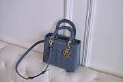 Dior Medium Lady Dior Patent Cannage Blue M0565 24×20×11cm - 3
