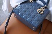 Dior Medium Lady Dior Patent Cannage Blue M0565 24×20×11cm - 6