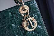 Dior Medium Lady Dior Patent Cannage Green M0565 24×20×11cm - 6