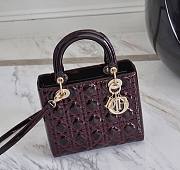 Dior Medium Lady Dior Patent Cannage Plum M0565 24×20×11cm - 1