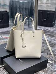 Ysl Shopping Tote Bag Calfskin Leather White 600307 25x28x8cm - 1