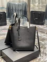 Ysl Shopping Tote Bag Calfskin Leather Black 600307 25x28x8cm - 1
