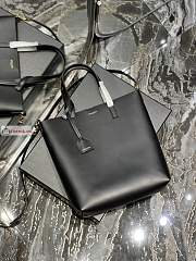 Ysl Shopping Tote Bag Calfskin Leather Black 600307 25x28x8cm - 4