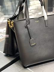 Ysl Shopping Tote Bag Calfskin Leather Black 600307 25x28x8cm - 2