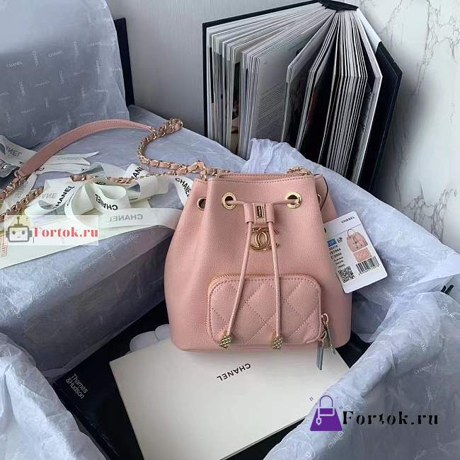 Chanel Deauville Drawstring Bucket Bag Pink AS2353 20x19x12cm - 1